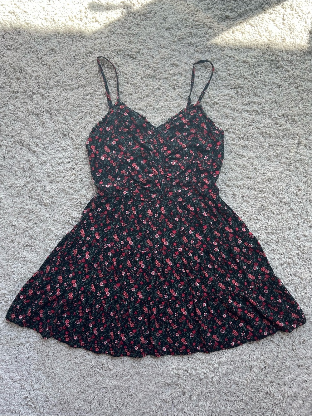 Aeropostale Black Mini Dress with Red and Pink Floral Print